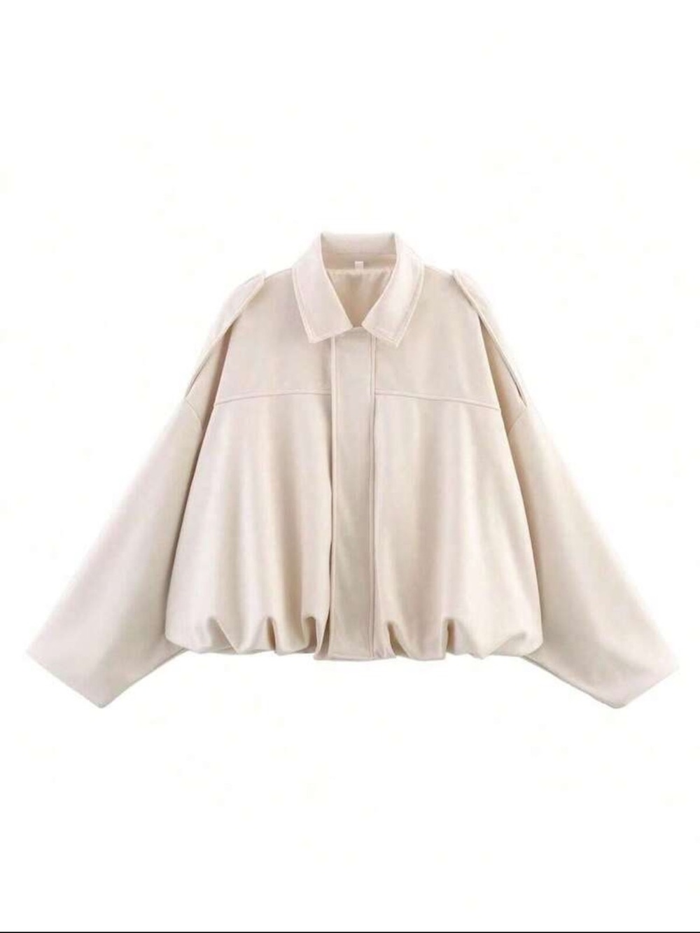 Zara Cream Batwing Oversized Bomber Jacket